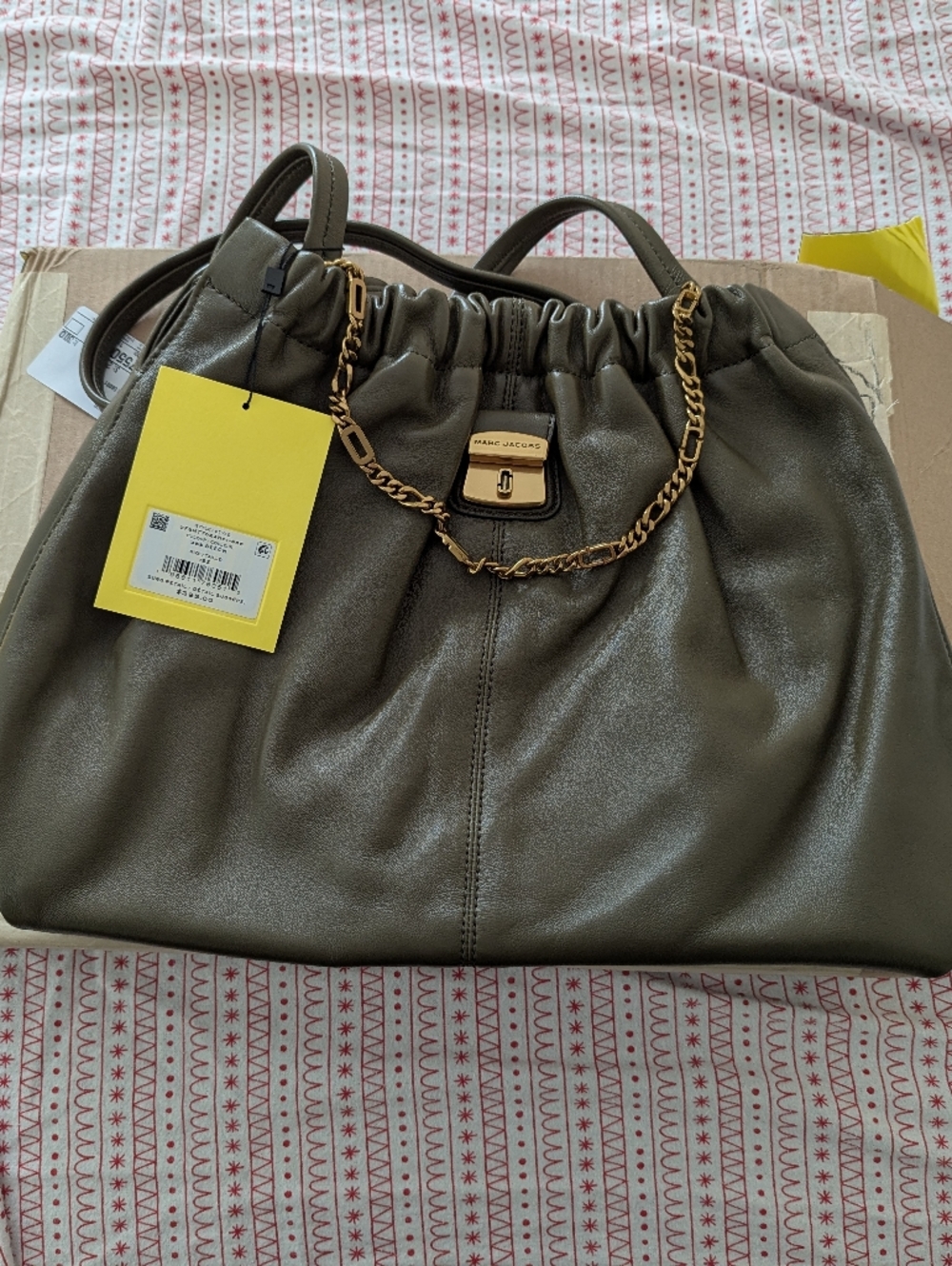 Marc Jacobs Cristina Tote In Beech Leather Tote with Gold Chain Hardware